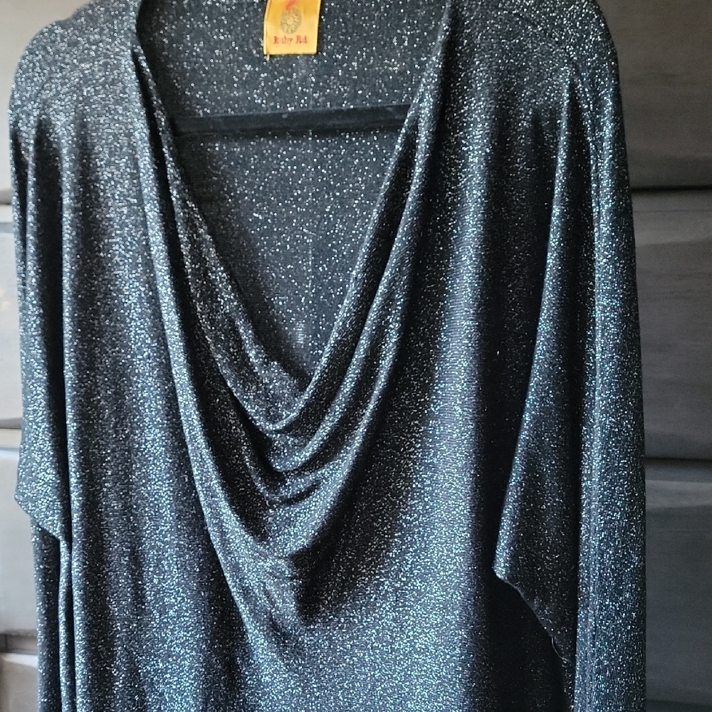 Ruby Rd. Black Fairy Sparkle Cowl Neck Top ๐ธ๐ธ๐ธ๐ธ๐ธ๐ธ๐ธ๐ธ๐ธ๐ธ๐ธ๐ธ๐ธ๐ธ๐ธ๐ธ๐ธ๐ธ - Picture 4 of 12